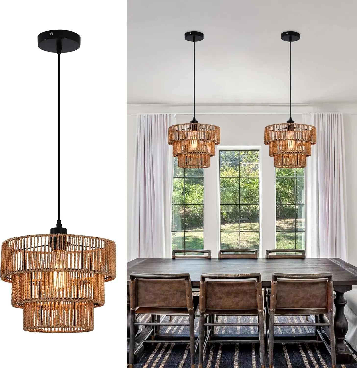 Modern Rattan Chandelier | Eddy Hanging Ceiling Light