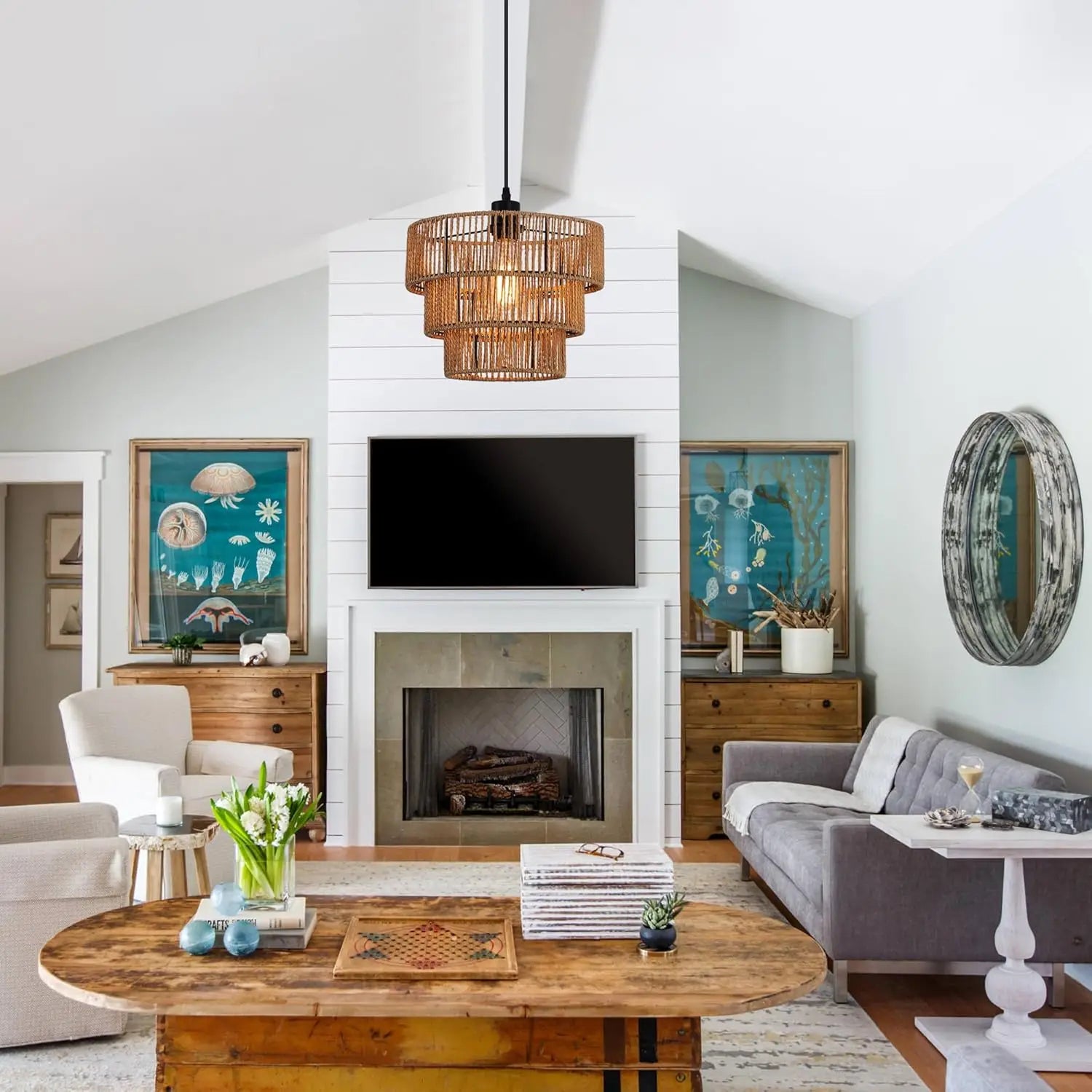Modern Rattan Chandelier | Eddy Hanging Ceiling Light