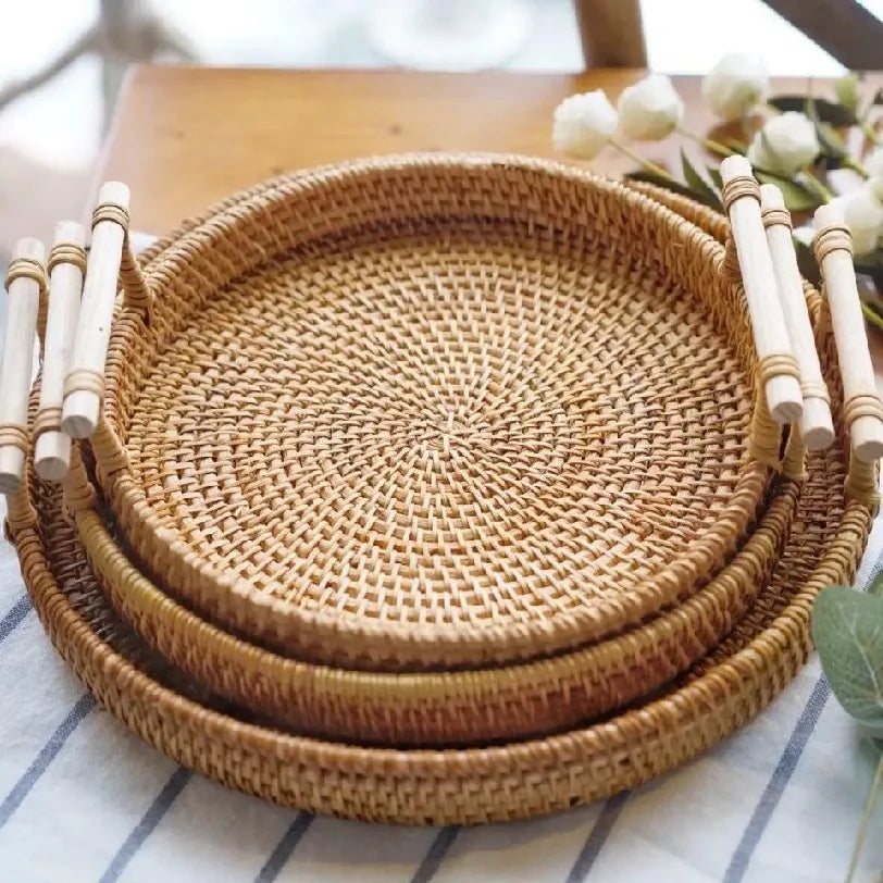 Modern Rattan Storage Basket | Heath Woven Organizer for Kitchen