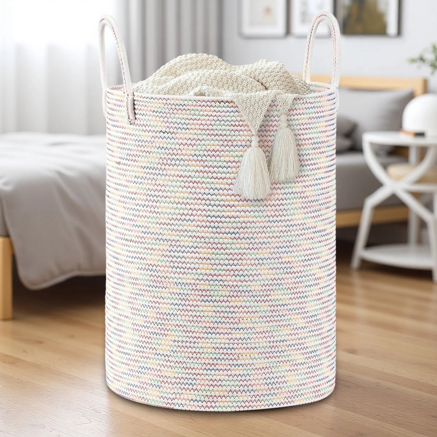 Modern Cotton Storage Basket | Laurel Woven Organizer for Living Room