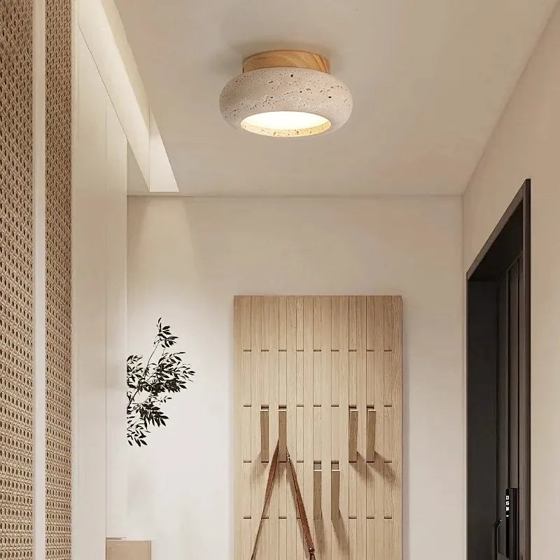 Minimalist Travertine Ceiling Light | Spur Flush Ceiling Lamp