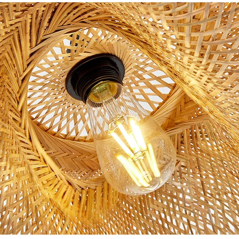 Modern Rattan Chandelier | Halo Hanging Ceiling Light for Living Room
