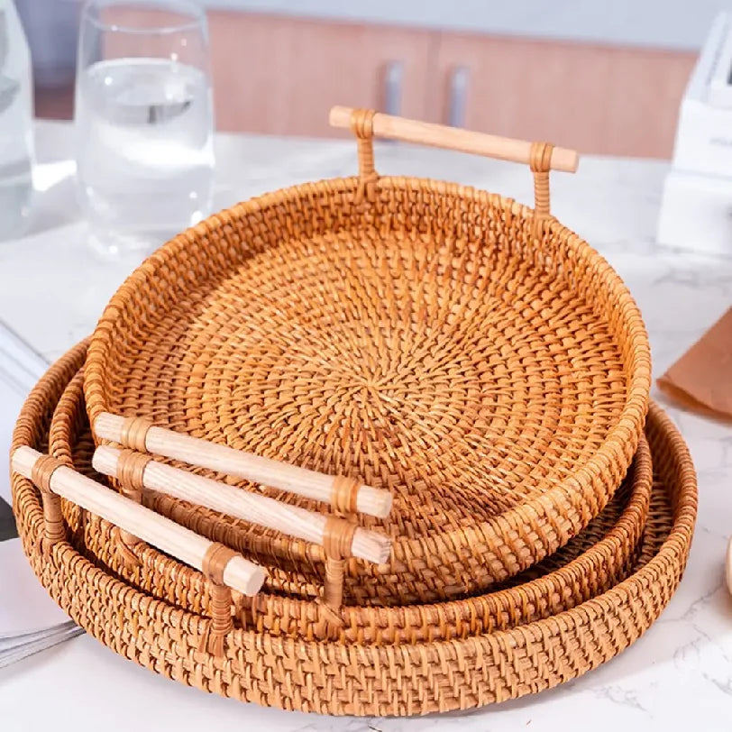 Modern Rattan Storage Basket | Heath Woven Organizer for Kitchen