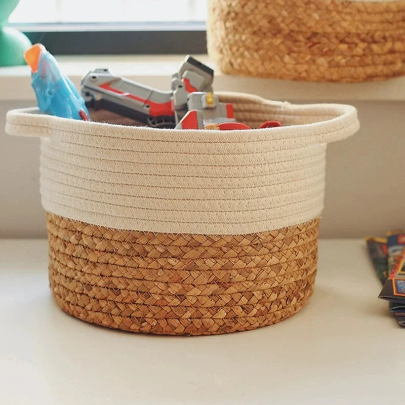 Modern Cotton Storage Basket | Crail Woven Organizer for Bathroom