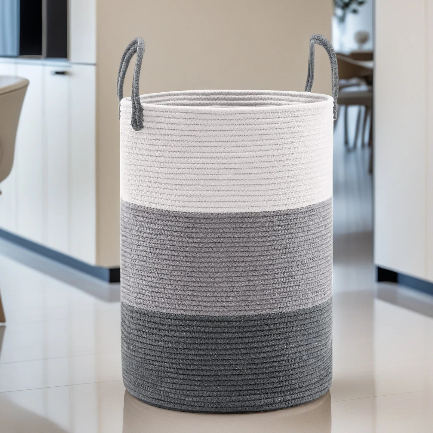 Modern Cotton Storage Basket | Laurel Woven Organizer for Living Room