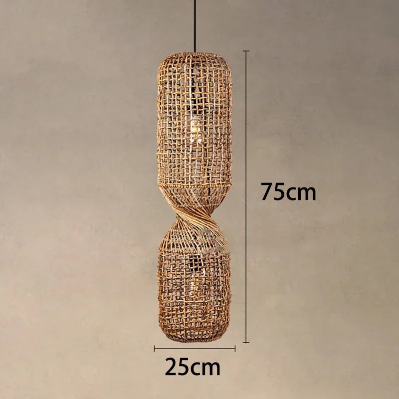 Modern Rattan Chandelier | Kirn Hanging Ceiling Light for Living Room