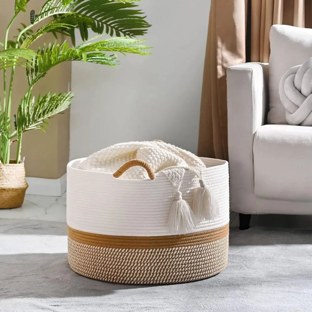 Modern Cotton Blanket Basket | Lark Living Room Organizer
