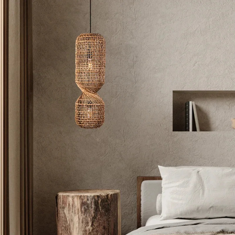 Modern Rattan Chandelier | Kirn Hanging Ceiling Light for Living Room