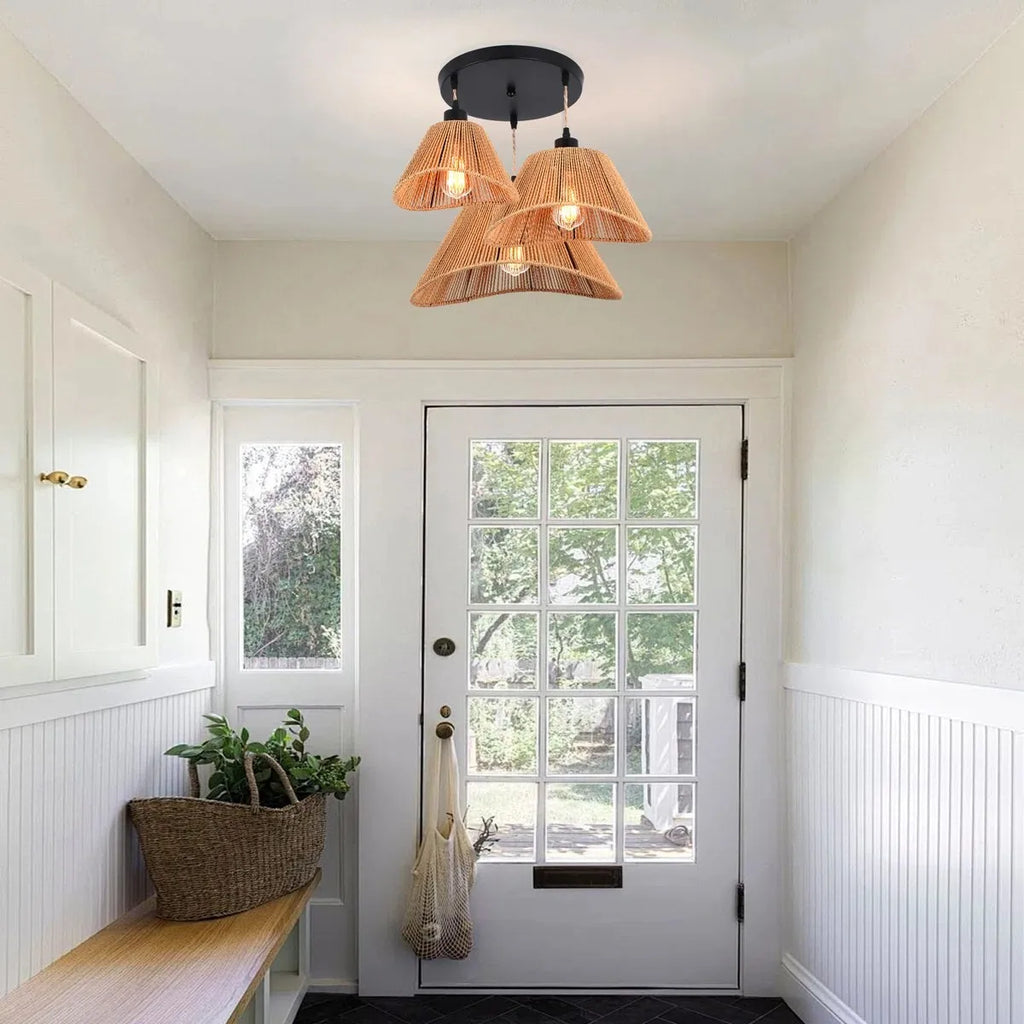 Modern Rattan Pendant Light | Brae 3-Light Hanging Lamp for Kitchen