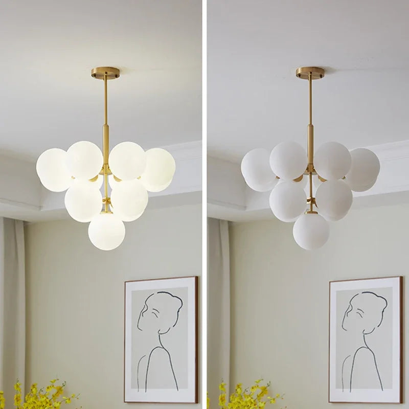 Minimalist Glass Chandelier | Plover Hanging Ceiling Light for Bedroom