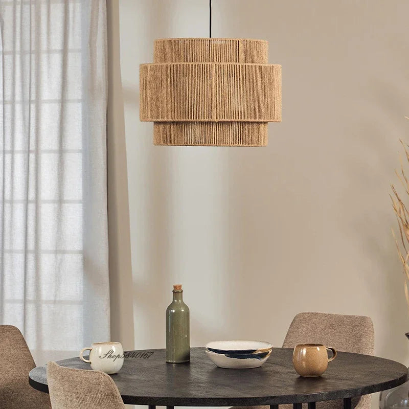 Modern Rattan Pendant Light | Kestrel Hanging Lamp for Living Room
