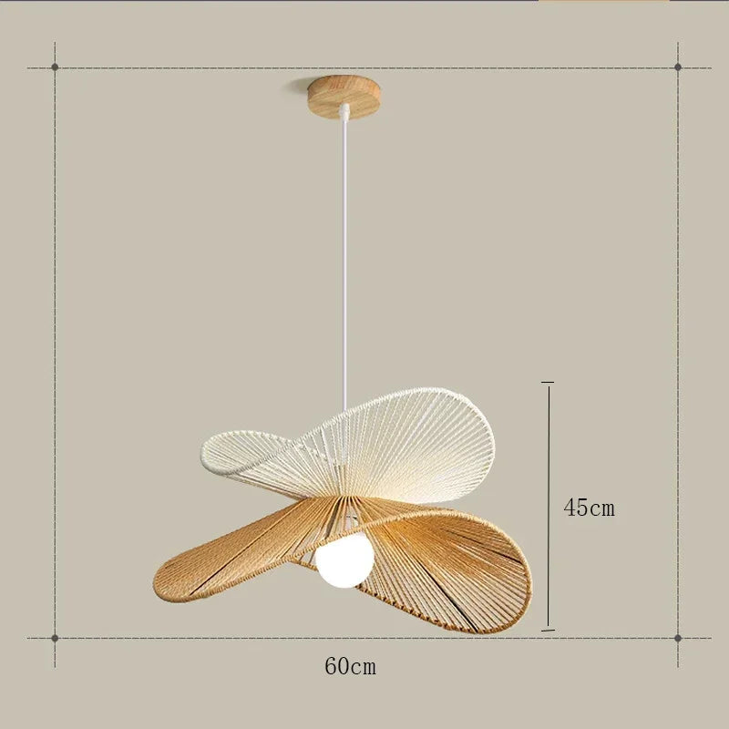 Modern Rattan Chandelier | Ledge Hanging Ceiling Light for Living Room