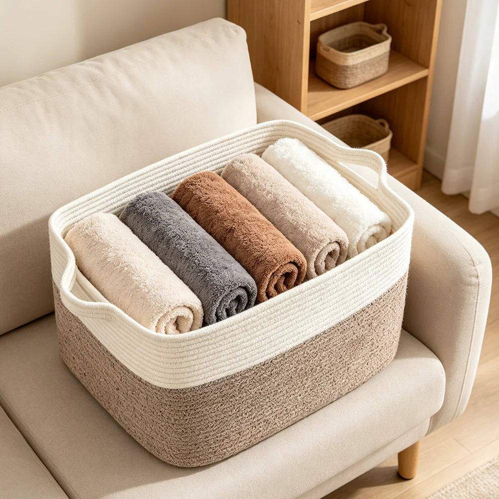 Modern Cotton Storage Basket | Clover Woven Organizer