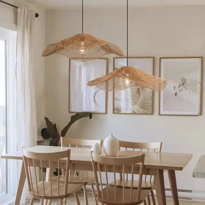 Modern Rattan Chandelier | Westray Hanging Ceiling Light for Kitchen