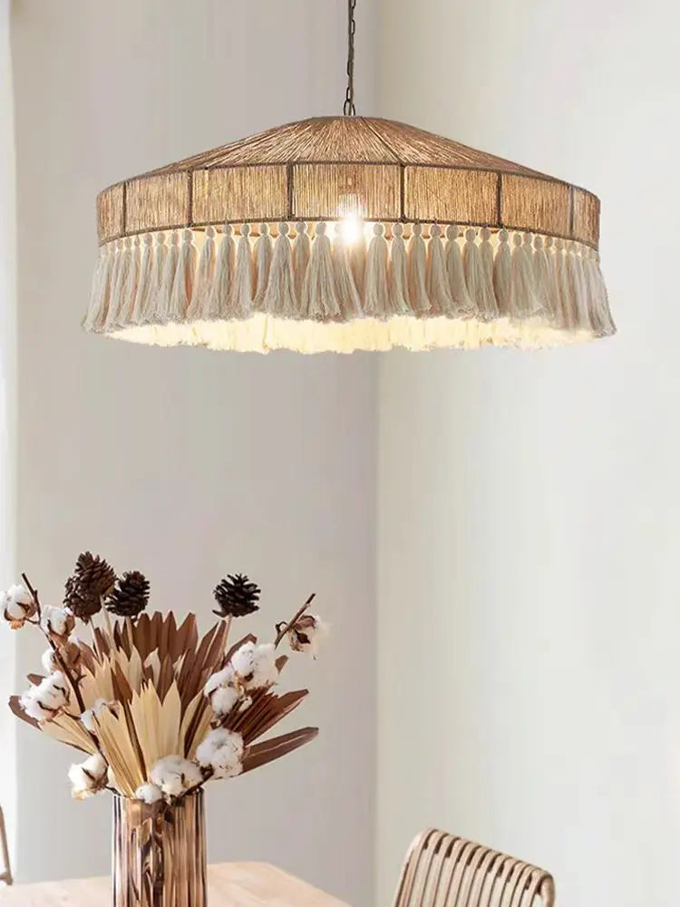Modern Rattan Chandelier | Wren Hanging Ceiling Light for Living Room
