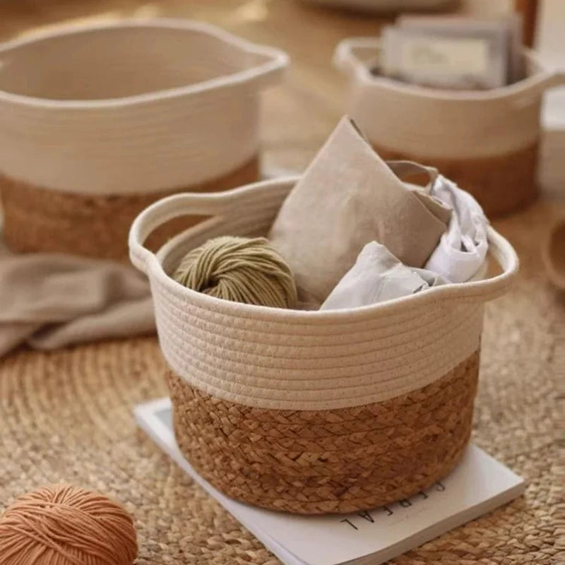 Modern Cotton Storage Basket | Crail Woven Organizer for Bathroom