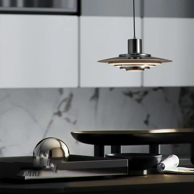 Minimalist Metal Chandelier | Mira Hanging Ceiling Light for Bedroom