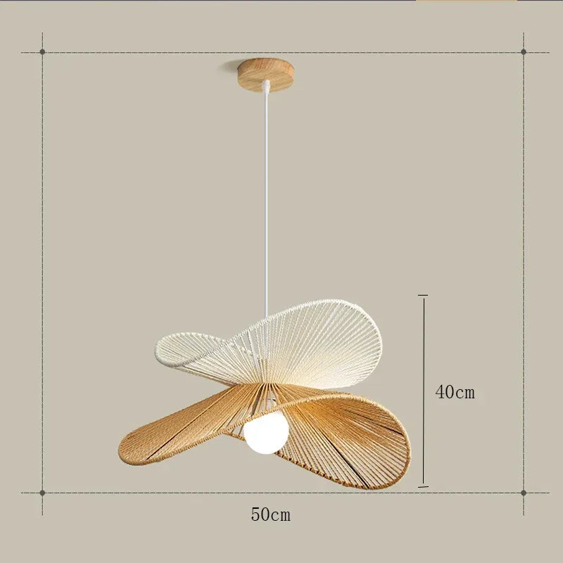 Modern Rattan Chandelier | Ledge Hanging Ceiling Light for Living Room