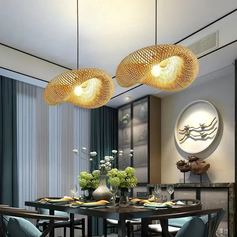 Modern Rattan Chandelier | Delta Hanging Ceiling Light for Bedroom