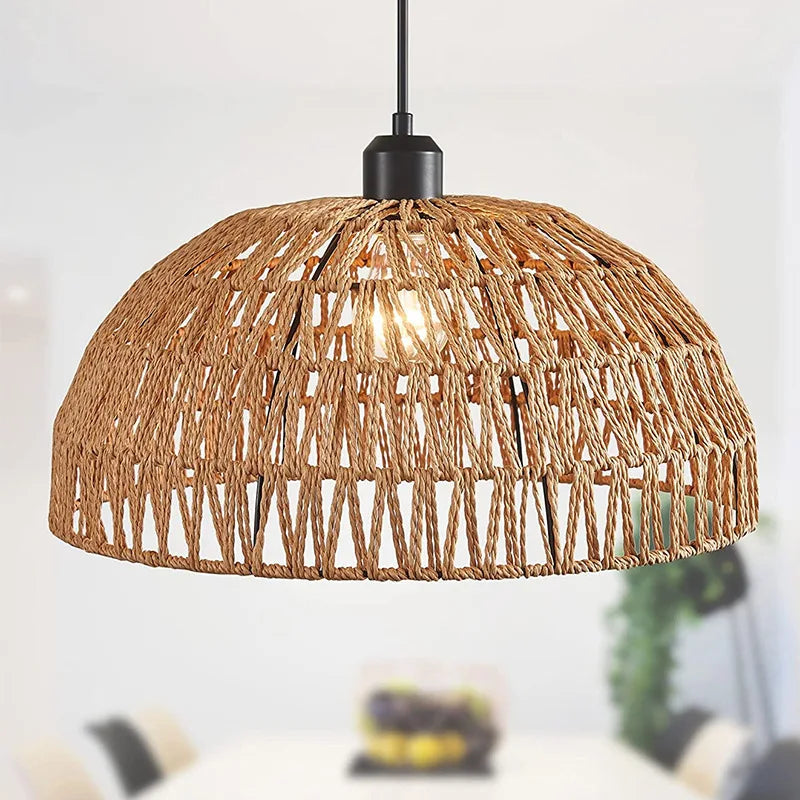 Modern Rattan Pendant Light | Rye Hanging Lamp for Bedroom