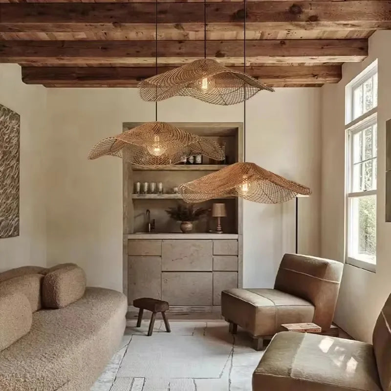 Modern Rattan Chandelier | Westray Hanging Ceiling Light for Kitchen