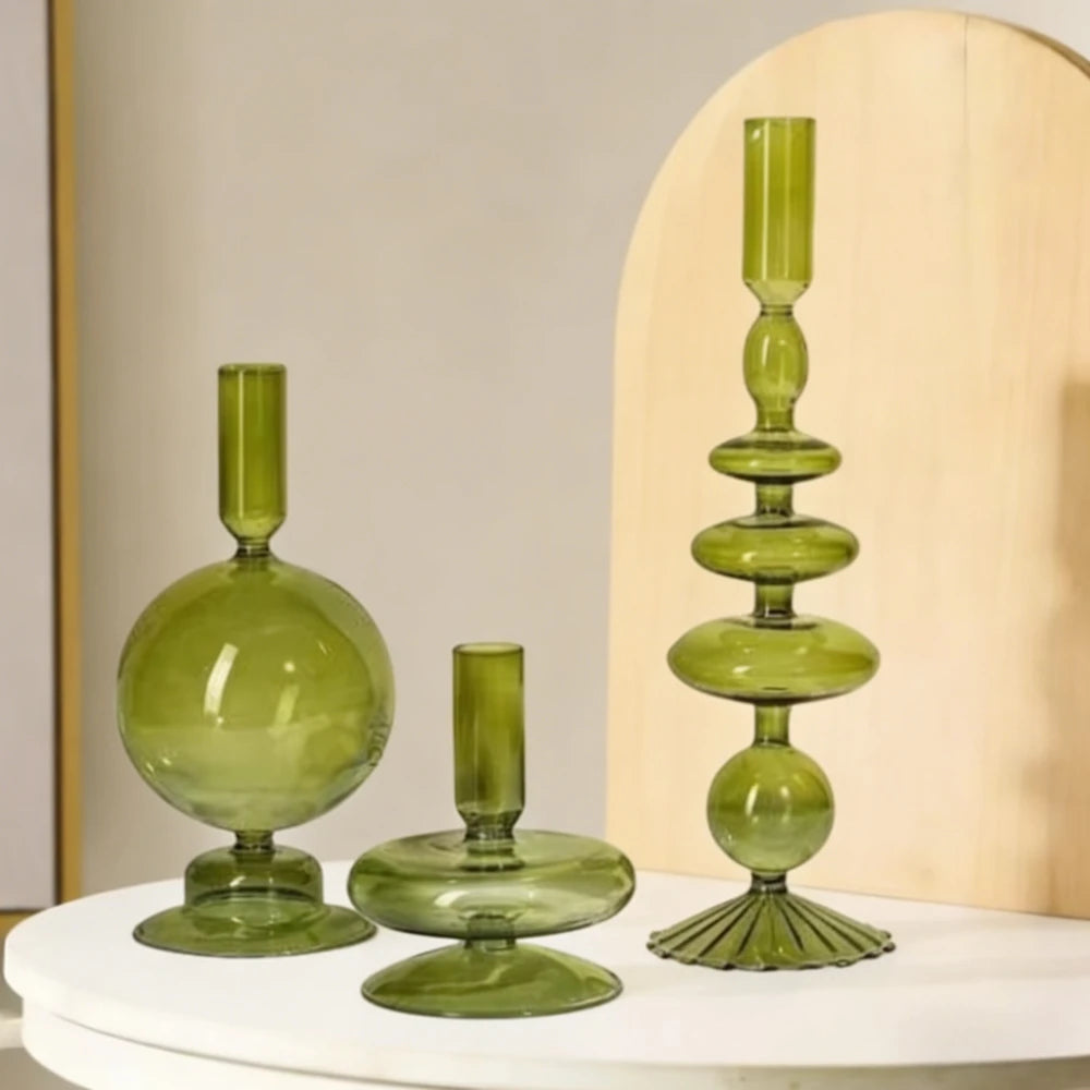 Modern Glass Candle Holder | Brook Set of 3