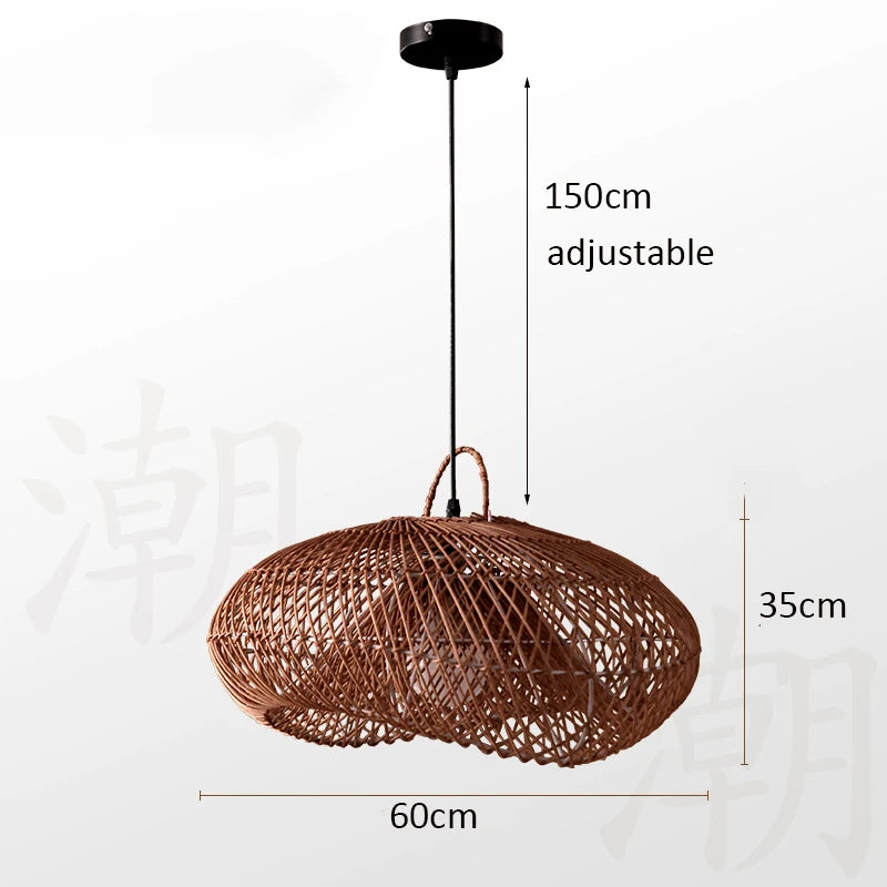 Modern Rattan Chandelier | Rowan Hanging Ceiling Light for Living Room