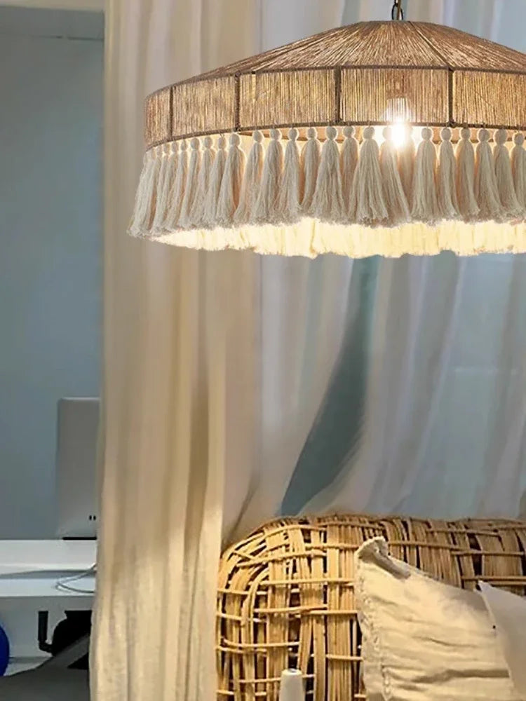 Modern Rattan Chandelier | Wren Hanging Ceiling Light for Living Room