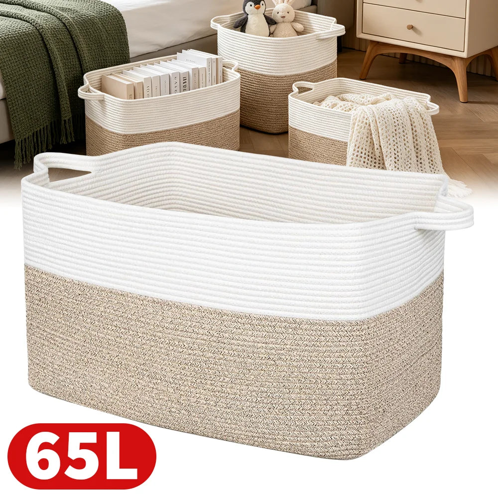 Modern Cotton Storage Basket | Clover Woven Organizer