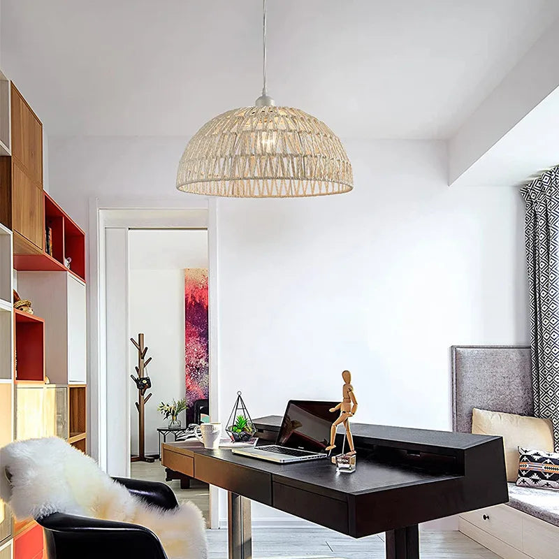 Modern Rattan Pendant Light | Rye Hanging Lamp for Bedroom