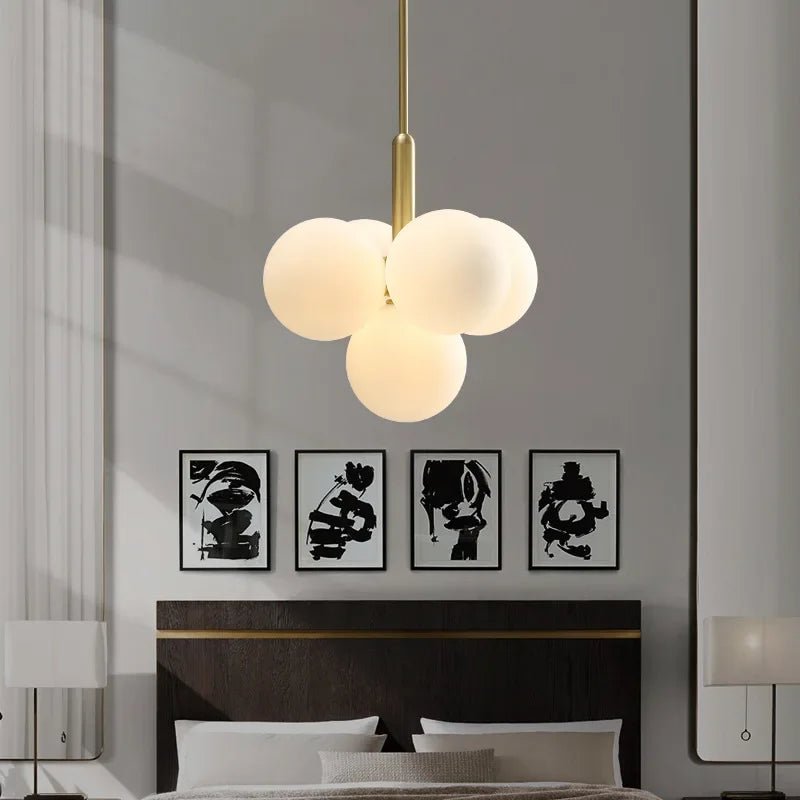 Minimalist Glass Chandelier | Plover Hanging Ceiling Light for Bedroom