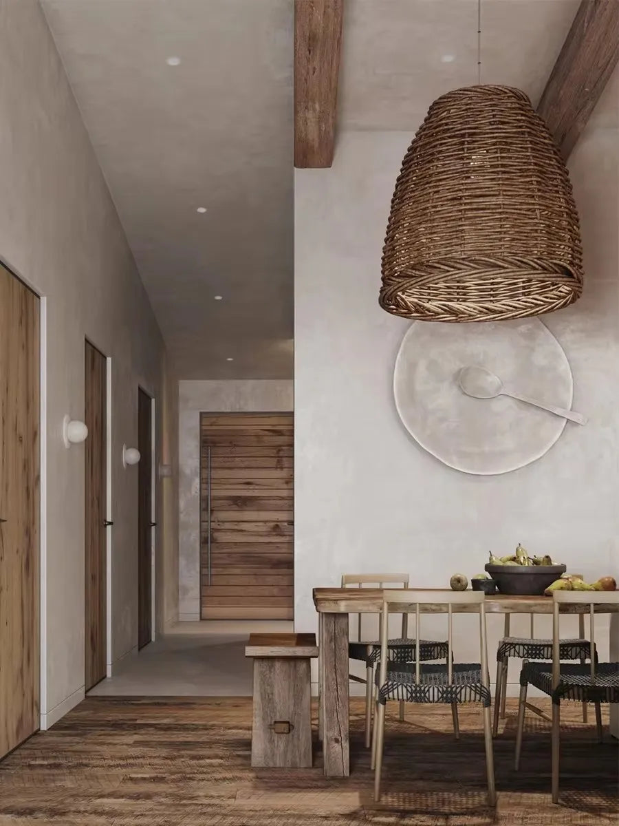 Modern Rattan Pendant Light | Rime Hanging Lamp for Kitchen