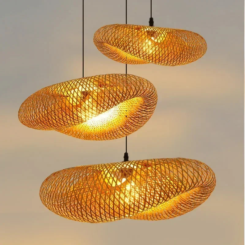 Modern Rattan Chandelier | Delta Hanging Ceiling Light for Bedroom
