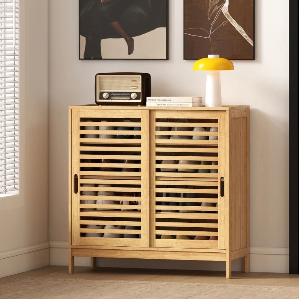 Modern Bamboo Storage Cabinet | Saddle for Hallway