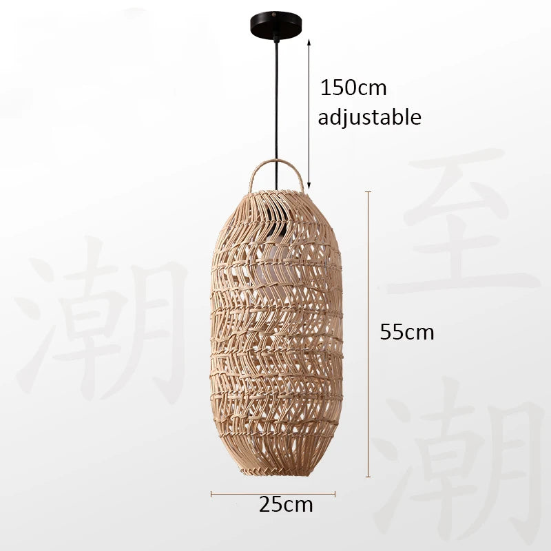 Modern Rattan Chandelier | Rowan Hanging Ceiling Light for Living Room
