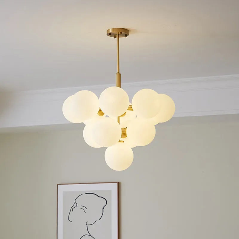 Minimalist Glass Chandelier | Plover Hanging Ceiling Light for Bedroom