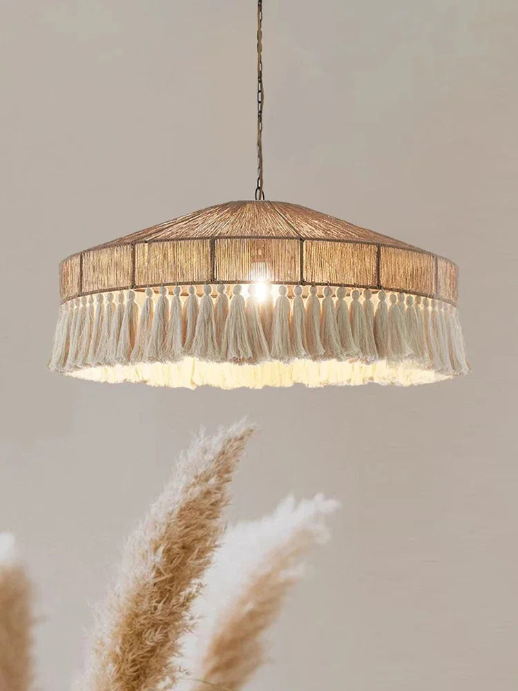 Modern Rattan Chandelier | Wren Hanging Ceiling Light for Living Room