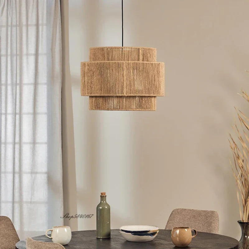 Modern Rattan Pendant Light | Kestrel Hanging Lamp for Living Room