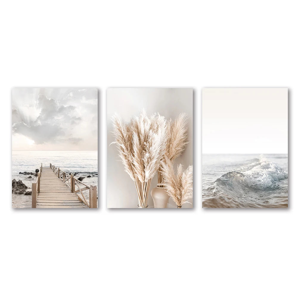 Modern Canvas Wall Art | Broom Set of 3 for Living Room