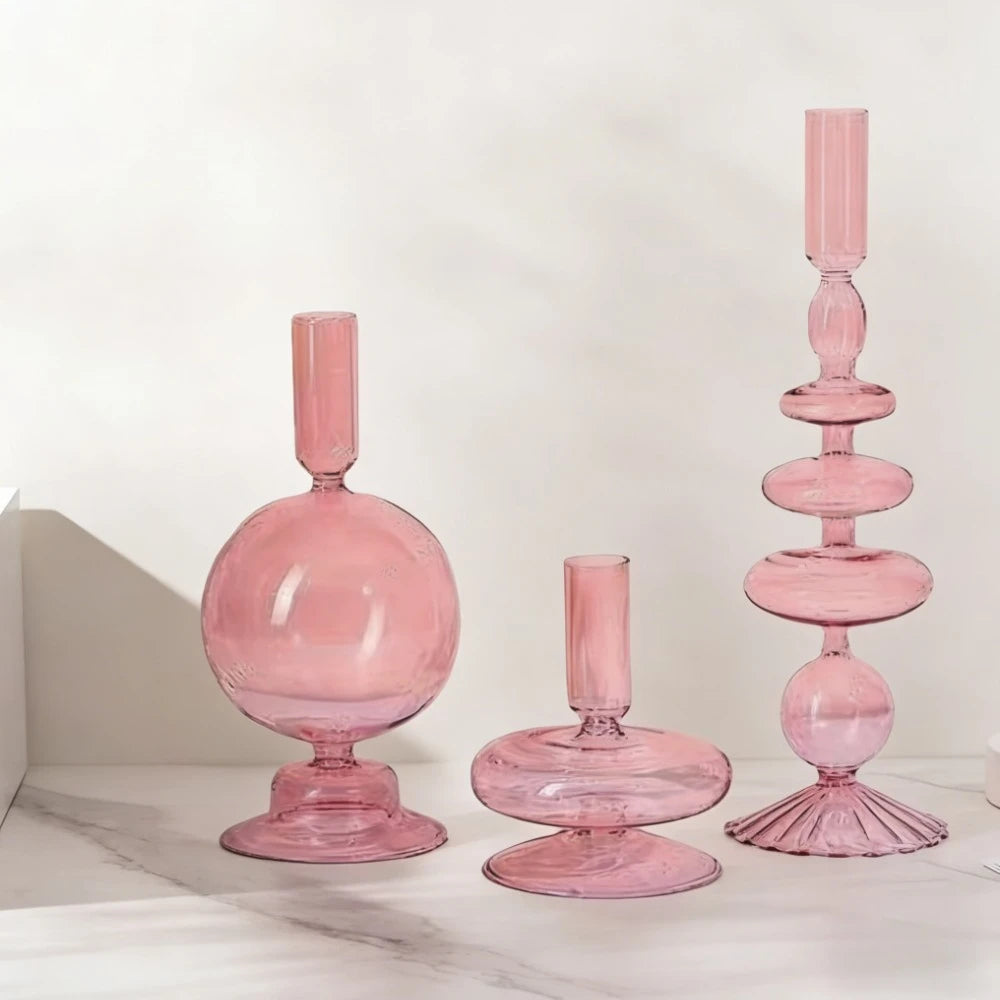Modern Glass Candle Holder | Brook Set of 3