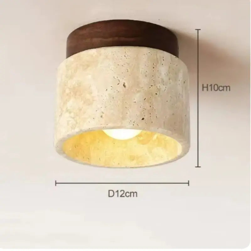 Minimalist Travertine Ceiling Light | Spur Flush Ceiling Lamp