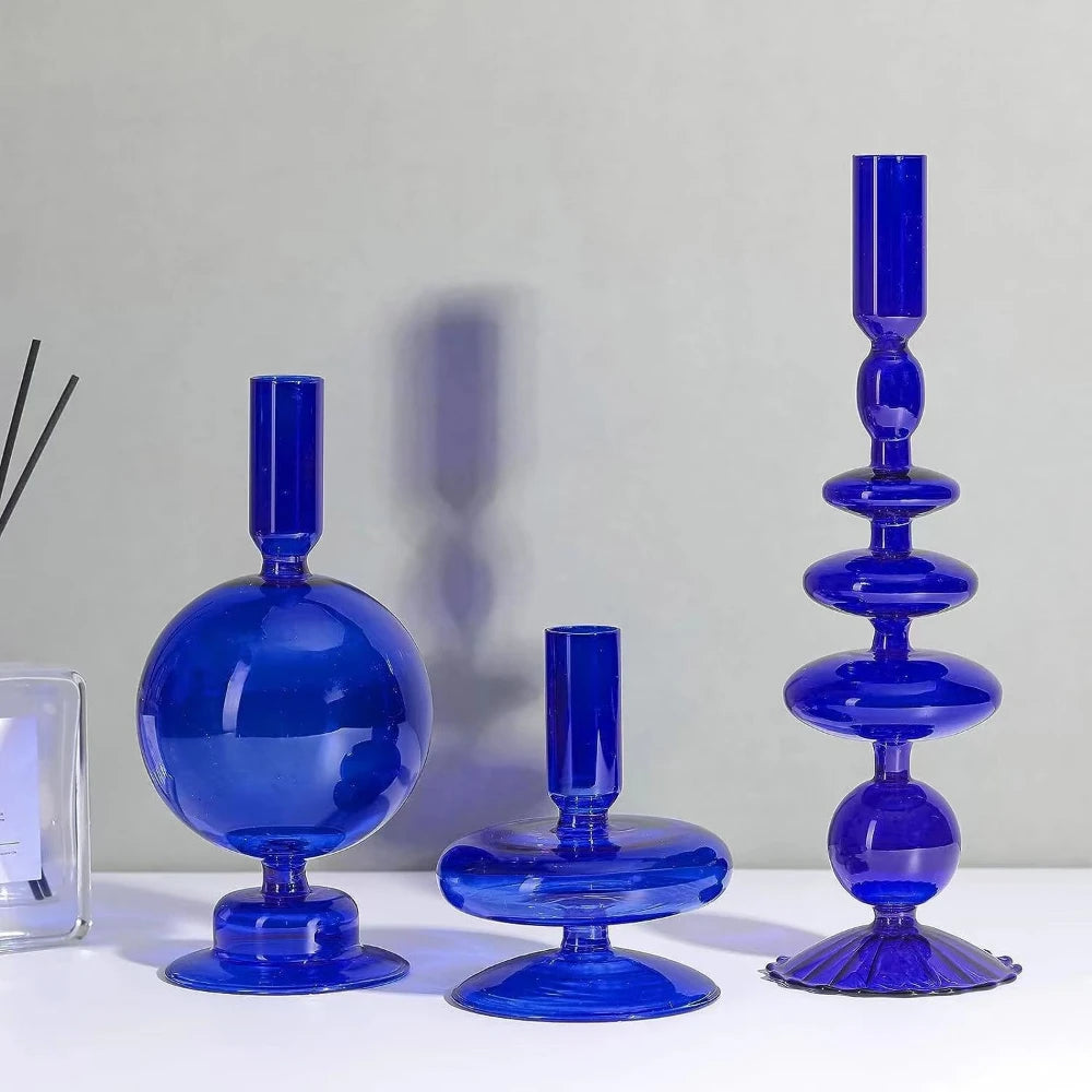 Modern Glass Candle Holder | Brook Set of 3