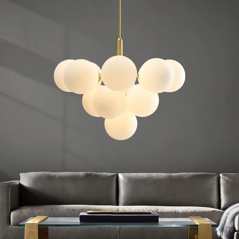 Minimalist Glass Chandelier | Plover Hanging Ceiling Light for Bedroom