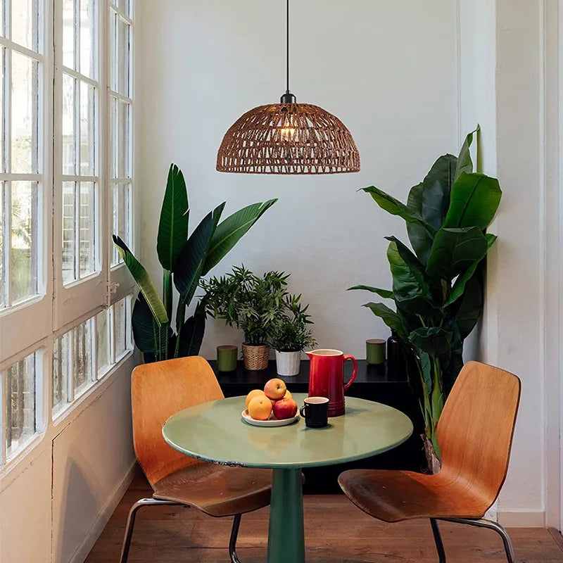 Modern Rattan Pendant Light | Rye Hanging Lamp for Bedroom