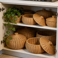 Modern Rattan Storage Basket | Hazel Woven Organizer for Kitchen