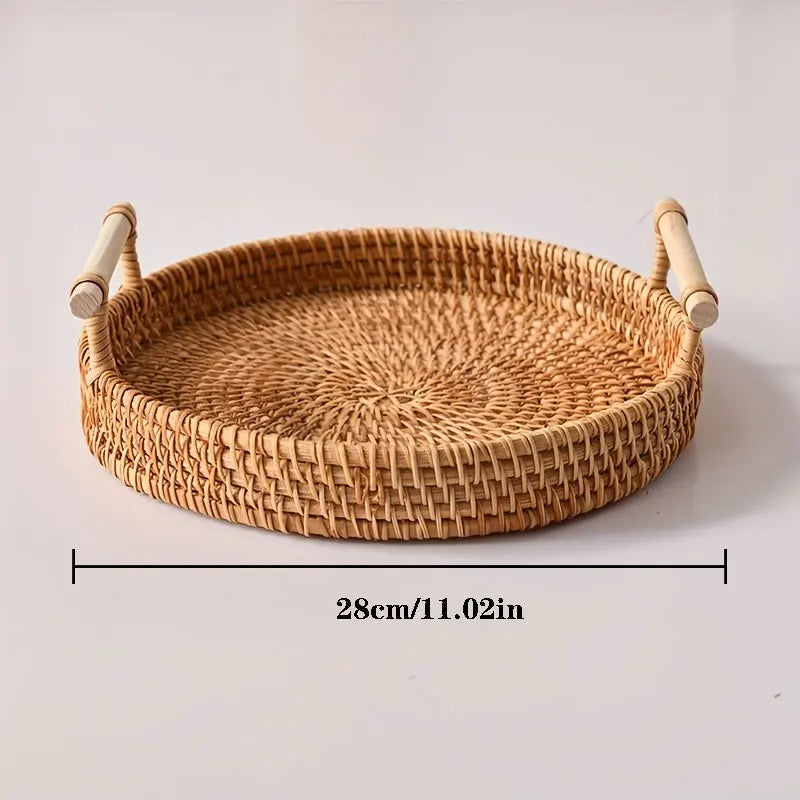 Modern Rattan Storage Basket | Heather Woven Organizer for Kitchen