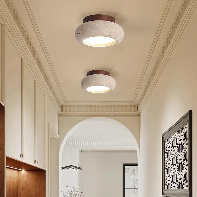 Minimalist Travertine Ceiling Light | Spur Flush Ceiling Lamp