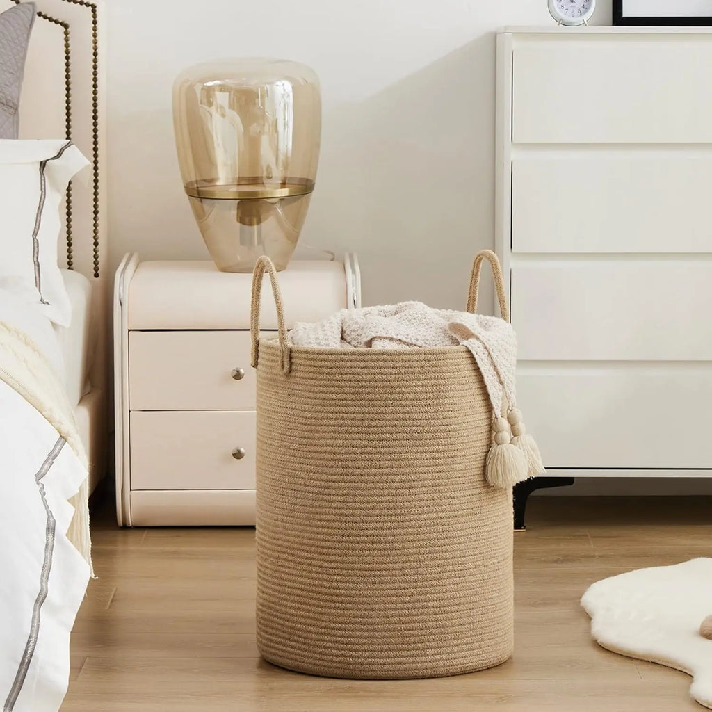 Modern Cotton Storage Basket | Laurel Woven Organizer for Living Room