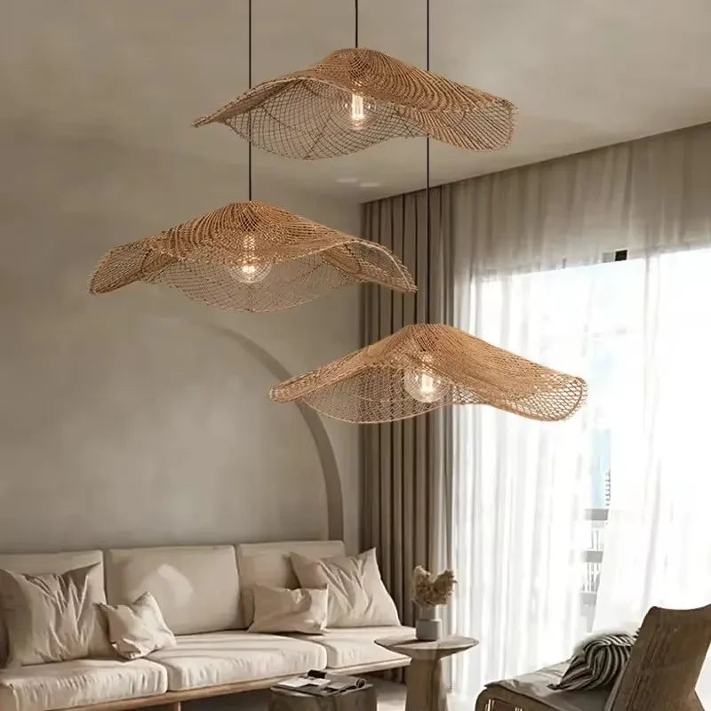 Modern Rattan Chandelier | Westray Hanging Ceiling Light for Kitchen