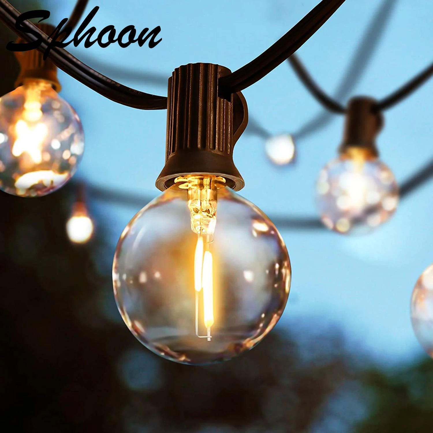 Modern Glass String Lights | Beech Patio Lights for Patio